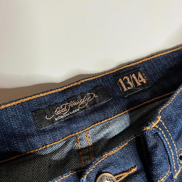 NWT Ed Hardy Women’s Jeans Size (W32 L33) Dark Wash Embroidered Tattoo Graphic - Picture 8 of 13